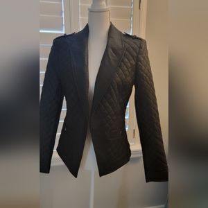 FAUX LEATHER BLACK FITTED BLAZER/JACKET